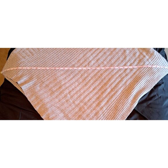 BERYLL Dramatic Asymmetrical Poncho Ribbed Gray 100% Cashmere Sweater - 346 - Picture 7 of 12